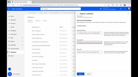 Solution Package Deployment of ChatGPT Integration With Microsoft Teams Channel | Power Automate